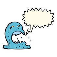 cartoon gross ghost with speech bubble N32