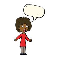 cartoon surprised woman with speech bubble N179
