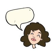 cartoon happy female face with speech bubble N143