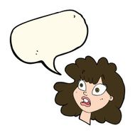 cartoon shocked female face with speech bubble N7