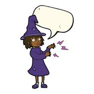 cartoon witch casting spell with speech bubble N14