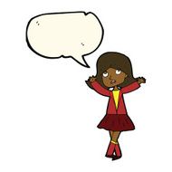 cartoon unhappy girl with speech bubble N14