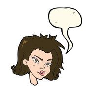 cartoon female face with speech bubble N108