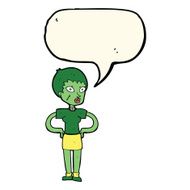 cartoon halloween girl with speech bubble N15