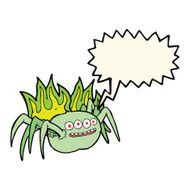 cartoon spooky spider with speech bubble N6