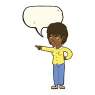 cartoon woman pointing with speech bubble N152