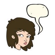 cartoon curious woman with speech bubble N42