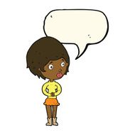 cartoon concerned woman with speech bubble N7