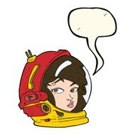 cartoon female astronaut with speech bubble N19