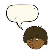 cartoon suspicious man with speech bubble N26