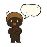 cartoon little black bear with speech bubble N7