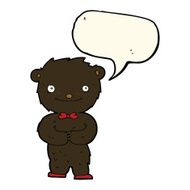 cartoon little black bear with speech bubble N8