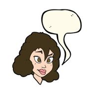 cartoon pretty woman with speech bubble N196