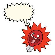 cartoon red lightbulb with speech bubble N7