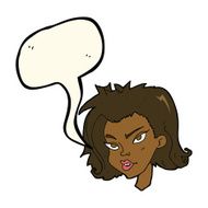 cartoon female face with speech bubble N110