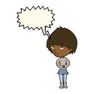 cartoon nervous woman with speech bubble N21