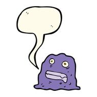 cartoon slime creature with speech bubble N7