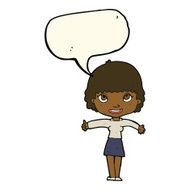 cartoon happy girl with speech bubble N62