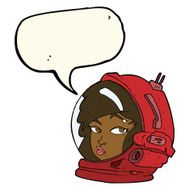 cartoon female astronaut with speech bubble N20
