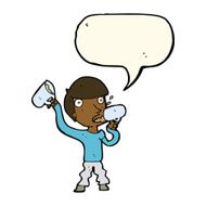cartoon man drinking beer with speech bubble N8