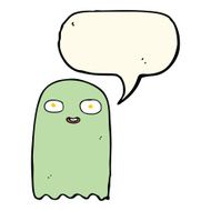 funny cartoon ghost with speech bubble N69