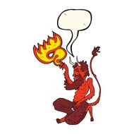 cartoon traditional devil with speech bubble N7
