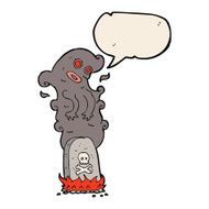 cartoon haunted grave with speech bubble N4