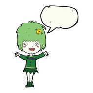 cartoon happy vampire girl with speech bubble N27