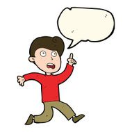 cartoon boy panicking with speech bubble N22
