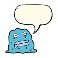 cartoon slime creature with speech bubble N8