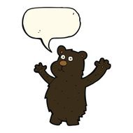 cartoon funny black bear with speech bubble N8