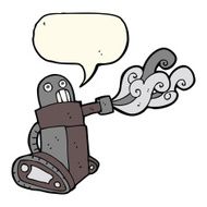 cartoon tank robot with speech bubble N8