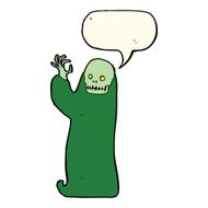 cartoon waving halloween ghoul with speech bubble N8