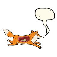 cartoon fox with mouse in belly speech bubble N4