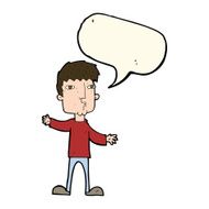 cartoon curious man with speech bubble N48