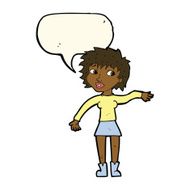 cartoon friendly woman waving with speech bubble N39
