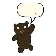cartoon cute black teddy bear with speech bubble N4