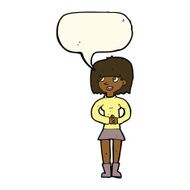 cartoon friendly woman with speech bubble N54