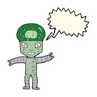 funny cartoon robot with speech bubble N37