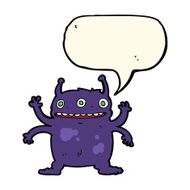cartoon alien monster with speech bubble N7