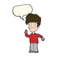 cartoon man giving peace sign with speech bubble N39