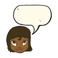 cartoon woman smiling with speech bubble N8