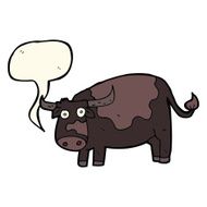 cartoon cow with speech bubble N25
