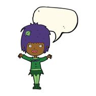 cartoon happy vampire girl with speech bubble N28