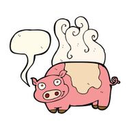 cartoon pig with speech bubble N13