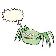 cartoon spooky spider with speech bubble N7