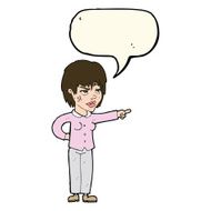 cartoon woman pointing with speech bubble N153