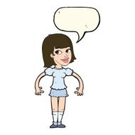 cartoon woman shrugging shoulders with speech bubble N348
