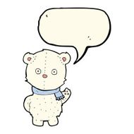 cartoon waving polar bear cub with speech bubble N35