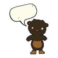 cartoon teddy black bear wearing boots with speech bubble N4
